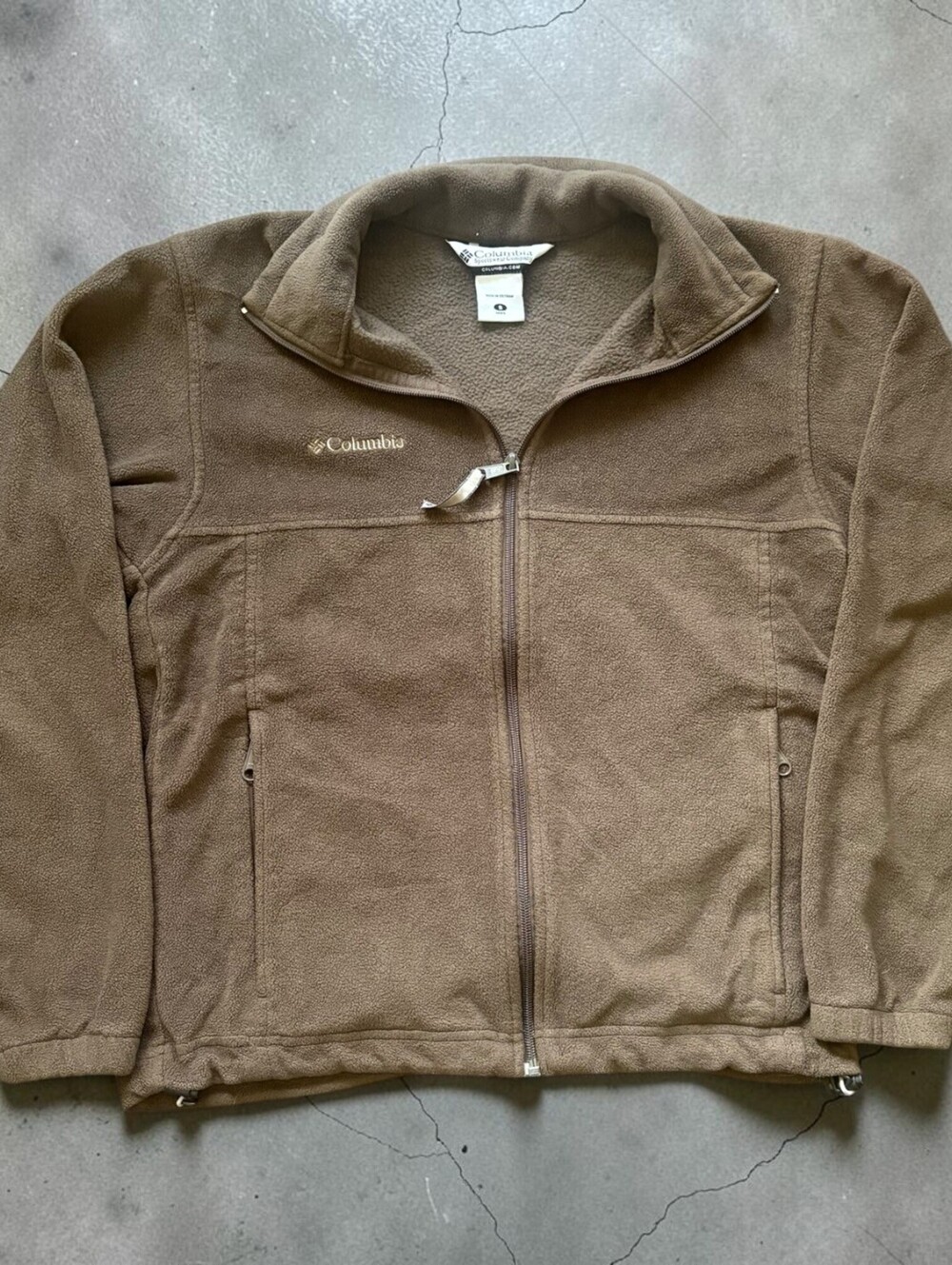 Vintage Columbia Full Zip Fleece Granola Hiking Outdoors Mocha Brown Mens Small